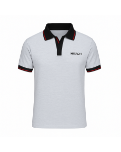 Grey Polo T-shirt with Contrast Tipping